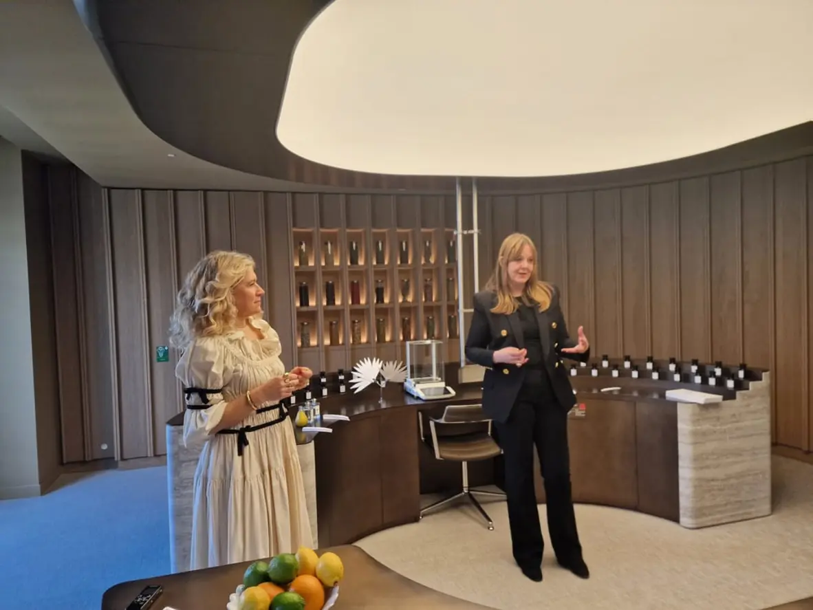Céline Roux (Jo Malone) and Hellen Murphy (Vice-President, Fragrance Development) present the 'Music Room' dedicated to co-creation with perfumers, located in the Atelier in Paris