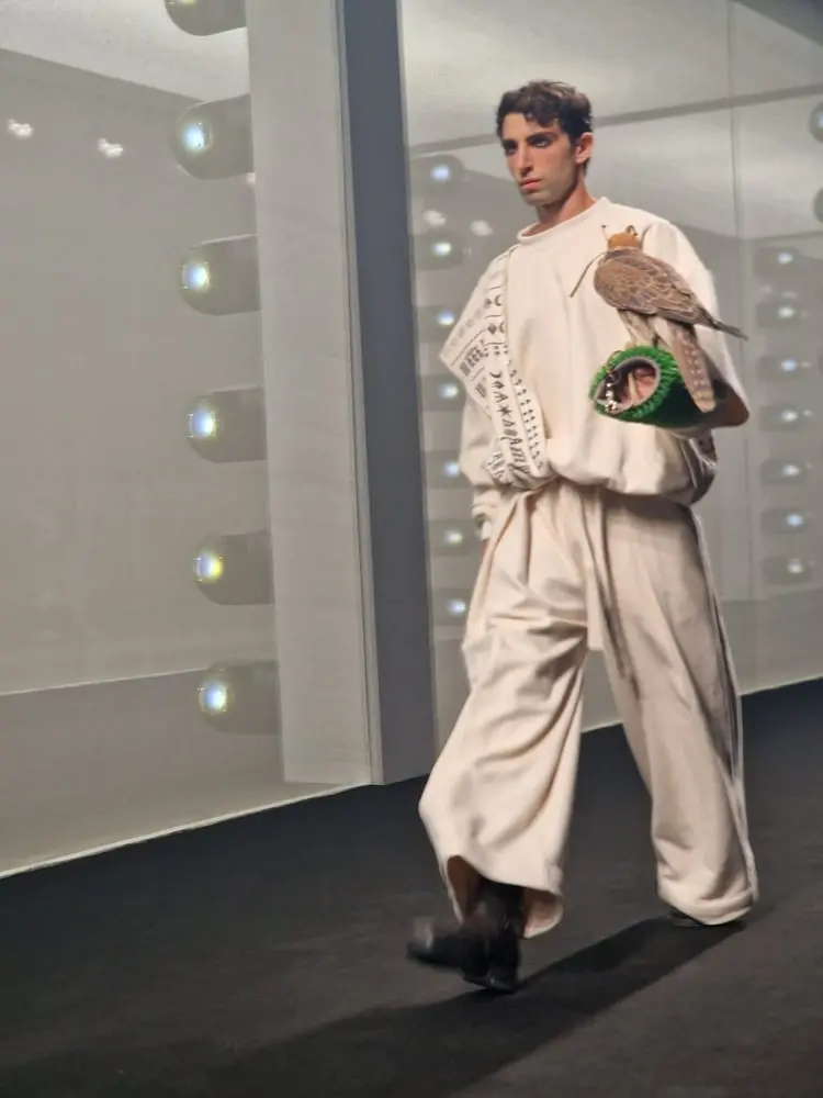 RBA sent some of its models down the runway with hawks, a symbolic animal in Saudi Arabia