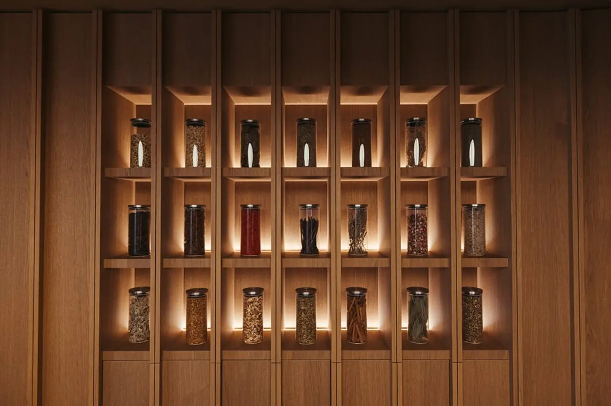 The library of natural ingredients in the group's 'Music Room'