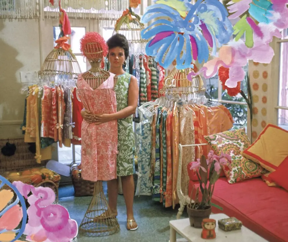 Lilly Pulitzer, in her flagship shop, 1962