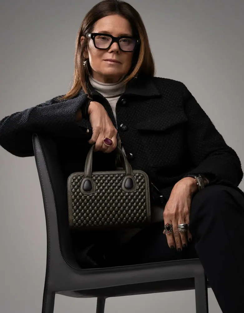 Tissa Fontaneda with a bag in her signature 'bubble' leather