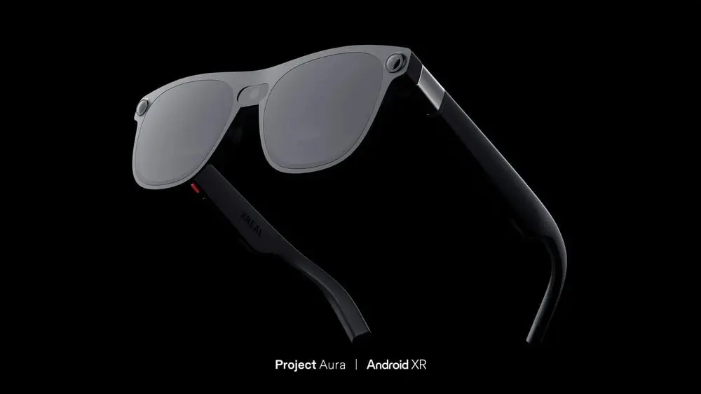 Lunettes connectées Xreal avec design moderne sur fond noir